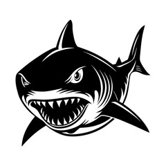 Bull Shark Head Silhouette Close Up View