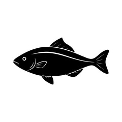 Halibut Fish Silhouette Vector Art