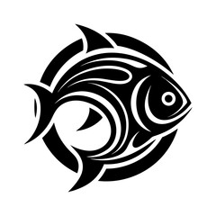 Circular Tribal Marine Fish Silhouette Design