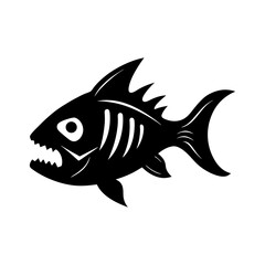 Marine Fish Skull Vector Silhouette
