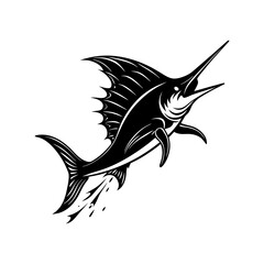 Marlin Silhouette Jumping Out of Water