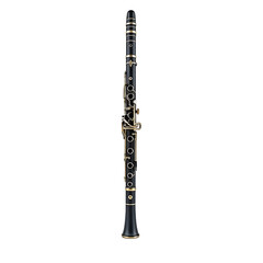Black and Gold Clarinet on Transparent Background