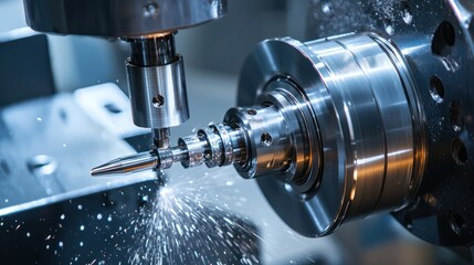 CNC machining isolated on white background