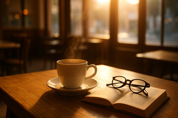 Morning Reflections: A Cozy Moment with Coffee and Books