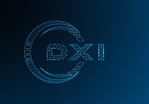 DXI low poly letter logo vector design. DXI lower poly logo design.