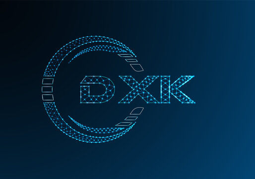 DXK low poly letter logo vector design. DXK lower poly logo design.