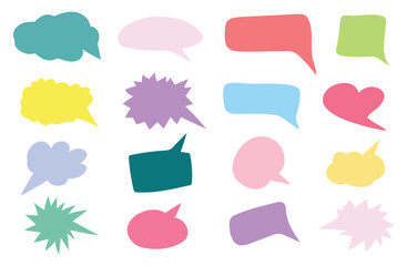 Set of color speech bubbles, chats, elements icons, vector illustration isolated on white.