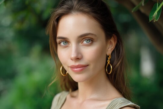 Woman with Gold Earrings Portrait