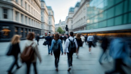Fototapeta premium Dynamic blur of londoners in urban landscape