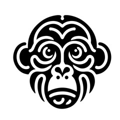 Obraz premium Monkey head silhouette vector illustration with white background 