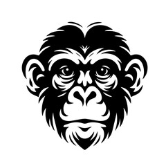 Monkey head silhouette vector illustration with white background
