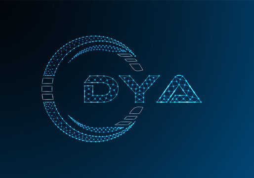 DYA low poly letter logo vector design. DYA lower poly logo design.