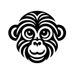 Monkey head silhouette vector illustration with white background
