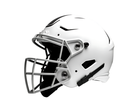 White Football Helmet Isolated on Transparent Background