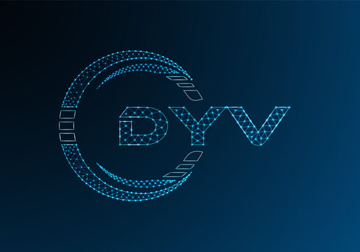 DYV low poly letter logo vector design. DYV lower poly logo design.