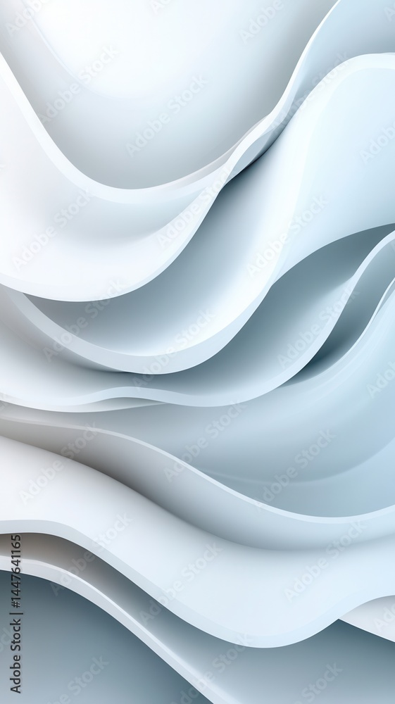 Aufkleber smooth white dynamic cascading, generating depth and movement layers through elegant, fluid architec