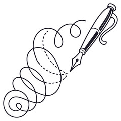 Vector illustration of hand made pen spiral lines Abstract Line Doodles,