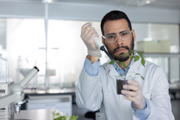 Scientist Conducting Plant Experiment in 
