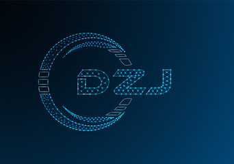 DZJ low poly letter logo vector design. DZJ lower poly logo design.