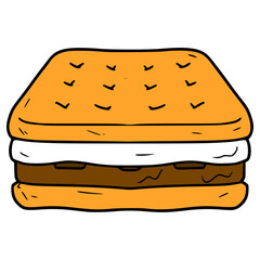 s'more illustration hand drawn isolated vector