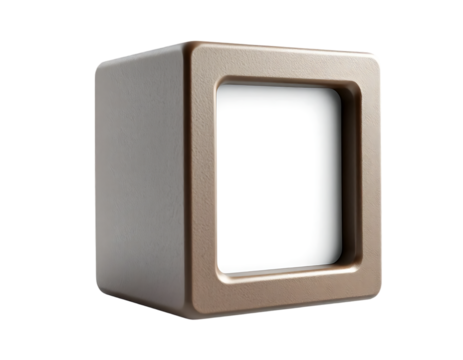 Golden cube with a frame, 3D render for product presentation