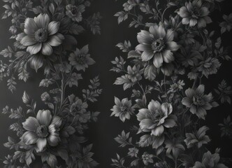 Elegant small-scale charcoal floral wallpaper, ideal for accent walls ,  abstract,  elegant,  pattern