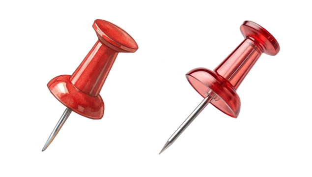 Red Pin Isolated on Transparent or White Background, PNG File