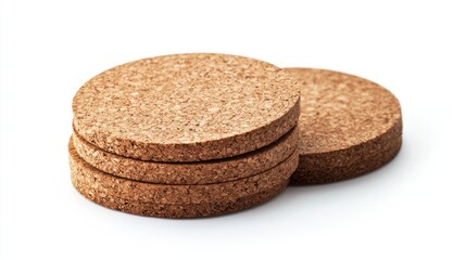 Cork coasters for desk isolated on white background