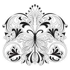 Butterflies silhouette, Vector illustration of butterfly on white background.