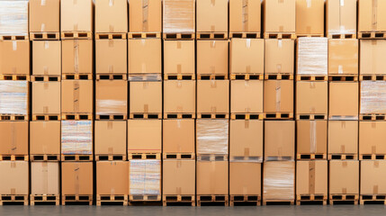 Frozen Food Factory Stacked Boxes of Goods on Pallets Warehouse Environment Industrial Viewpoint