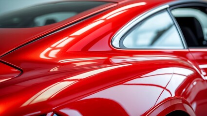 Glorious shine of vivid red car paint