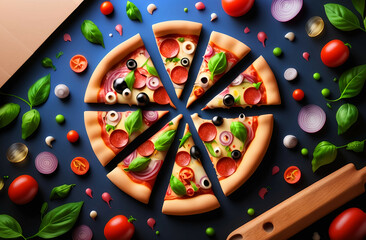 Fototapeta premium pizza with tomato and olives