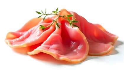 pork ham slices isolated on white background