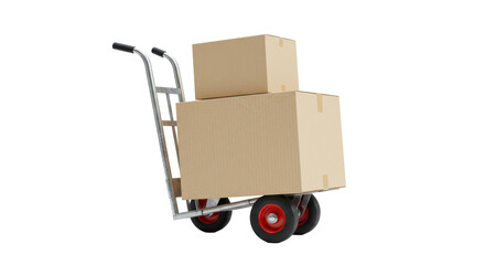 Isolated Hand Truck with Boxes