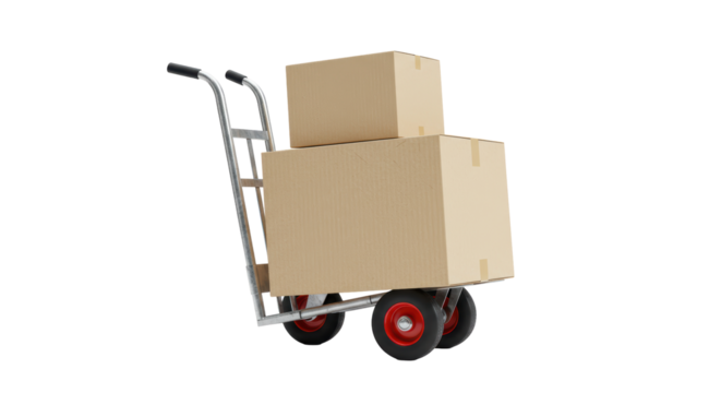 Isolated Hand Truck with Boxes
