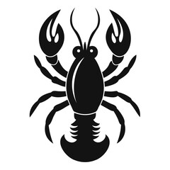 Black silhouette of a lobster vector illustration seafood animal marine life crustacean ocean sea food icon art isolated on transparent background