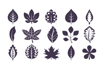 Leaf Silhouette Vector Collection. Diverse Leaf Shapes for Eco-Friendly Branding, Botanical Illustrations, Educational Resources, Art Designs and Nature, Inspired Decor