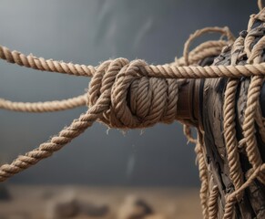 Frayed rope, stretched taut, near breaking point,  twine,  resilience