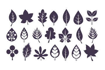 Leaf Silhouette Vector Collection. Diverse Leaf Shapes for Eco-Friendly Branding, Botanical Illustrations, Educational Resources, Art Designs and Nature, Inspired Decor