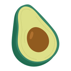 
Half avocado vector illustration with seed in flat cartoon style on white background — perfect for healthy food designs, vegan meal planning, organic nutrition infographics, and kitchen decor.
