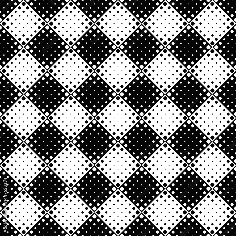 Poster black and white square pattern background design - abstract vector graphic from rounded squares