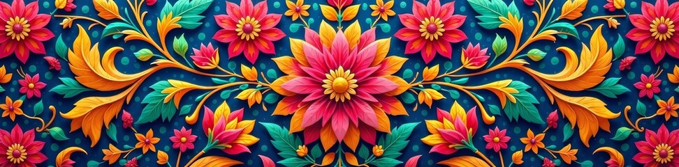 Obraz premium Colorful arabesque floral design with intricate details, modern, arabesque, floral