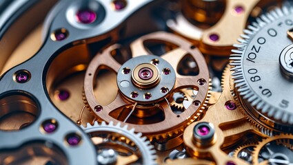 Intricate details of swiss watch mechanical gears