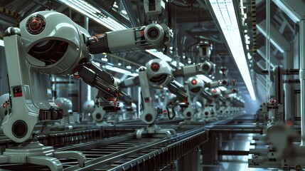 Automated assembly line in a high-tech manufacturing facility