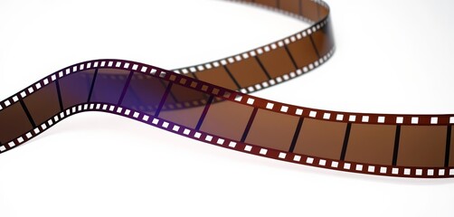 Curved retro film strip roll, isolated on white Perfect for vintage movie or photography themes,  empty space,  strip