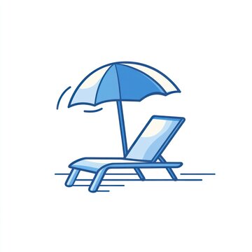 blue beach chair and umbrella clip art preview