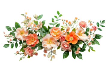 Gorgeous arrangement of peach blooms in a colorful bouquet to brighten up any setting
