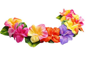 Vibrant flower lei garland isolated on a white background perfect for tropical themed events