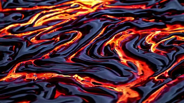 Close-up video of molten lava with a glossy, flowing texture. Captured from a top-down angle, highlighting vibrant red and orange hues. Live desktop wallpaper.