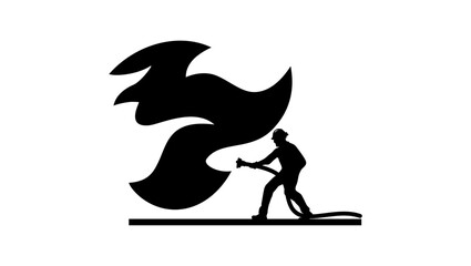 firefighter symbol, black isolated silhouette